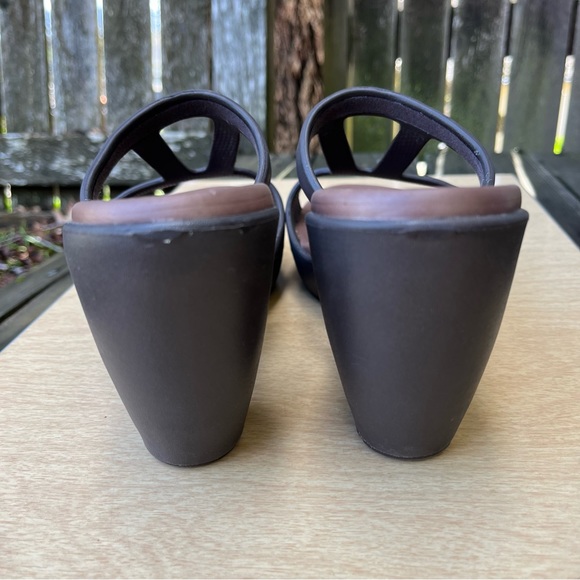 CROCS Cyprus II Espresso Brown Open Toe Slip On Heels Sz 9 - Picture 10 of 12